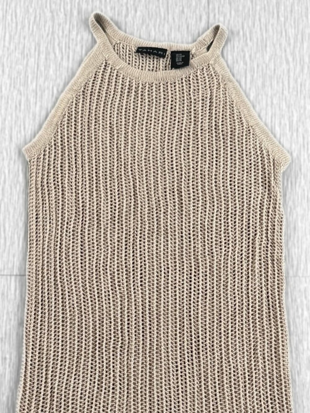 Tahari Women's Size XS Beige Sleeveless Halter Neck Top